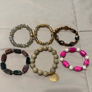 Lot of 6 Beaded Stretch Bracelets